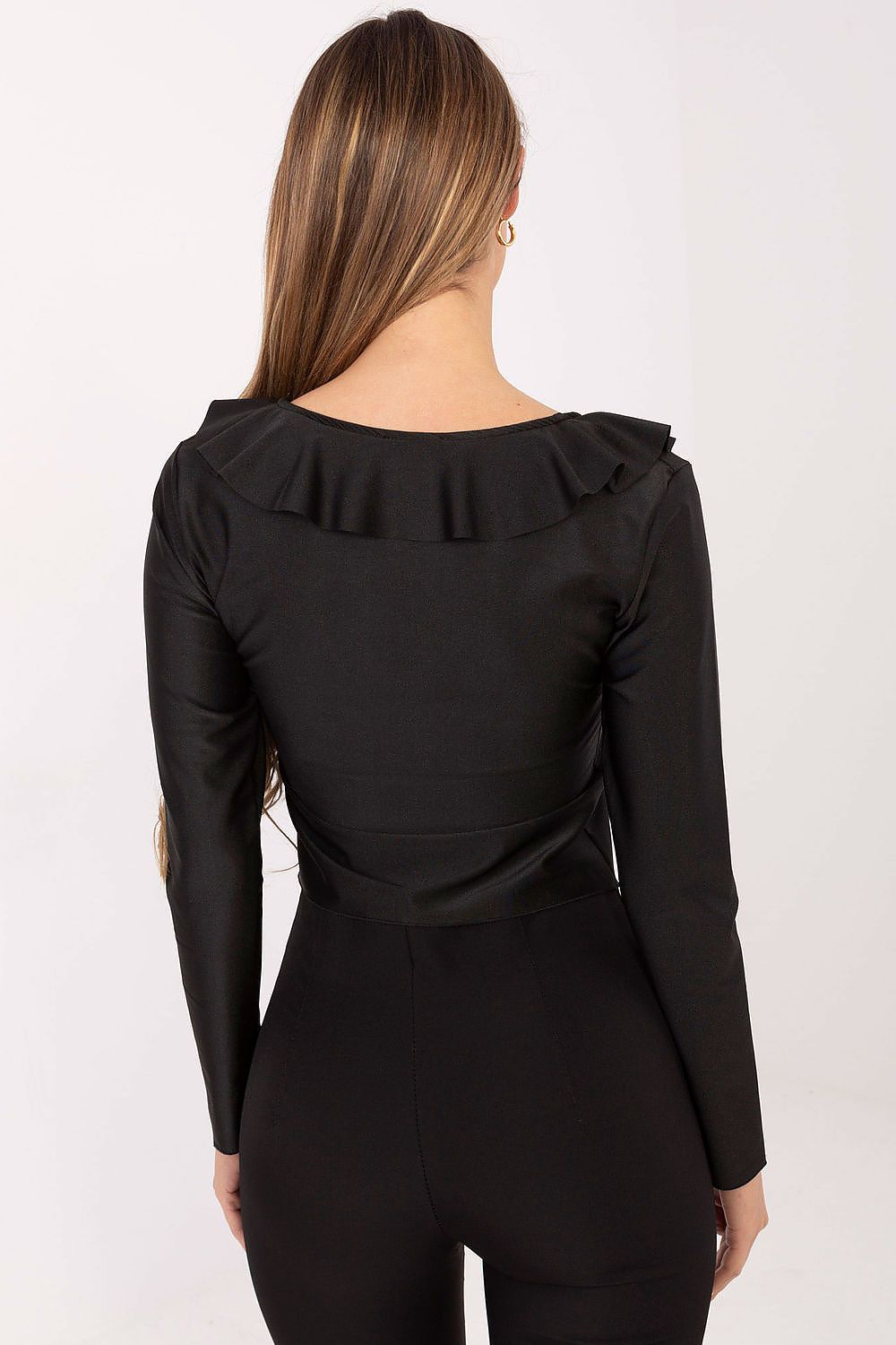 Damen Bluse mit Rüsche & Bindung – Elegant & Festlich
