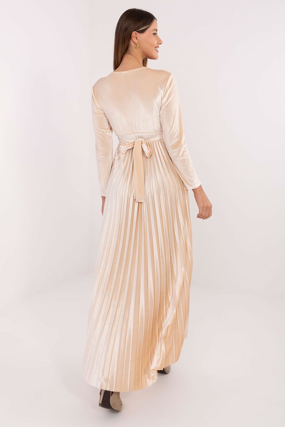 Maxikleid Damen Pailletten & Plisseerock mit Rückenschnürung | Abendkleid