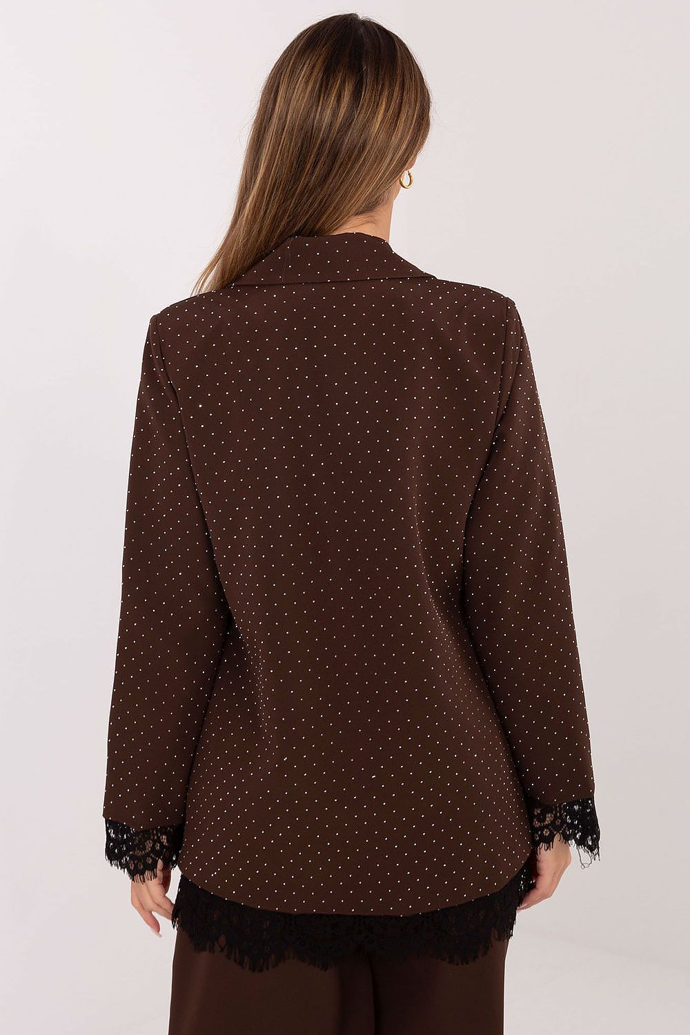 Damen Blazer mit Strass & Spitze – Elegant & Glamourös