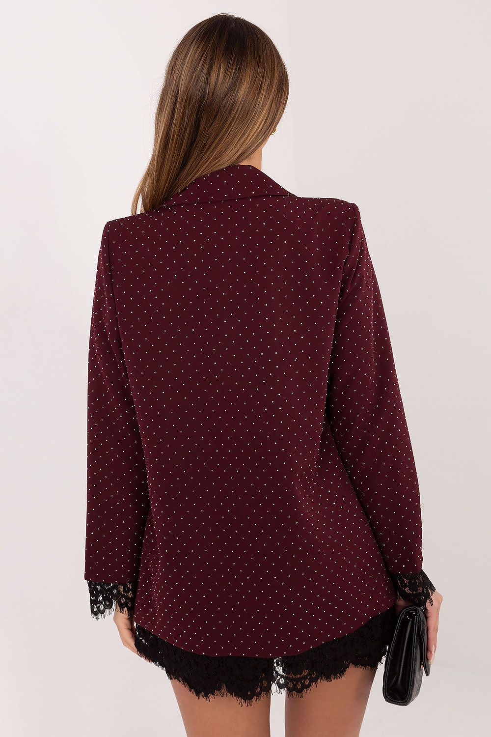 Damen Blazer mit Strass & Spitze – Elegant & Glamourös