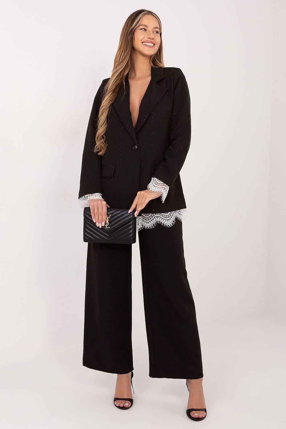 Damen Blazer festlich mit Strass & Spitze | Sakko Universalgröße