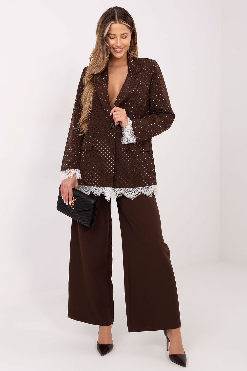 Damen Blazer festlich mit Strass & Spitze | Sakko Universalgröße