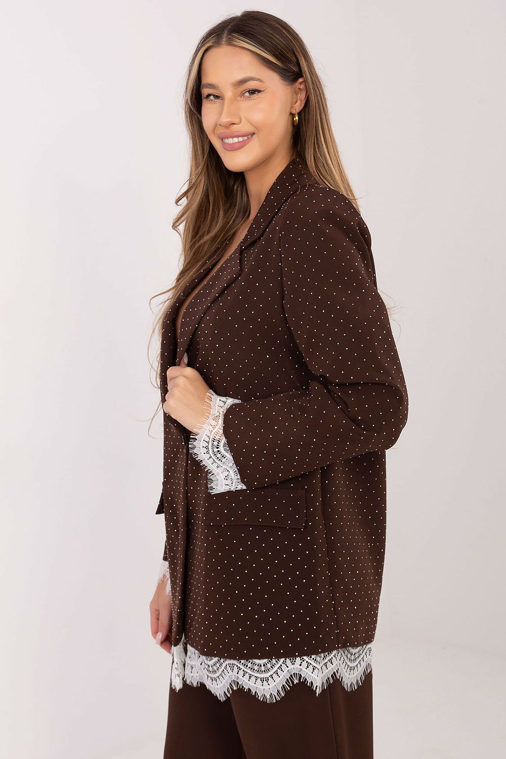 Damen Blazer festlich mit Strass & Spitze | Sakko Universalgröße