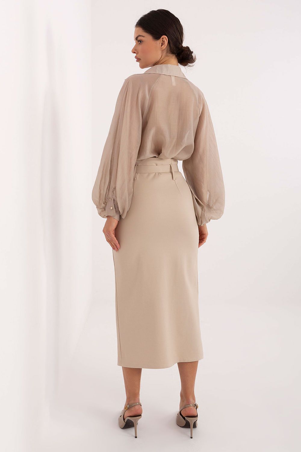 Eleganter Midi-Rock Rue Paris Damen – Mit Gürtel & Schlitz