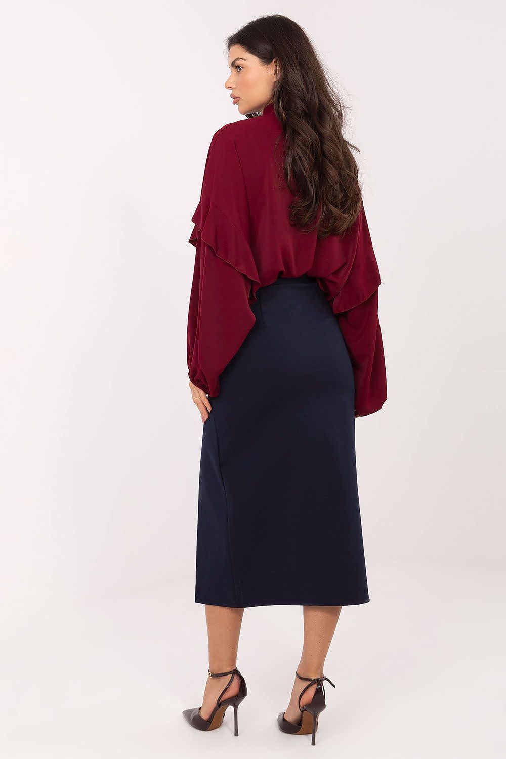 Eleganter Midi-Rock Rue Paris Damen – Mit Gürtel & Schlitz