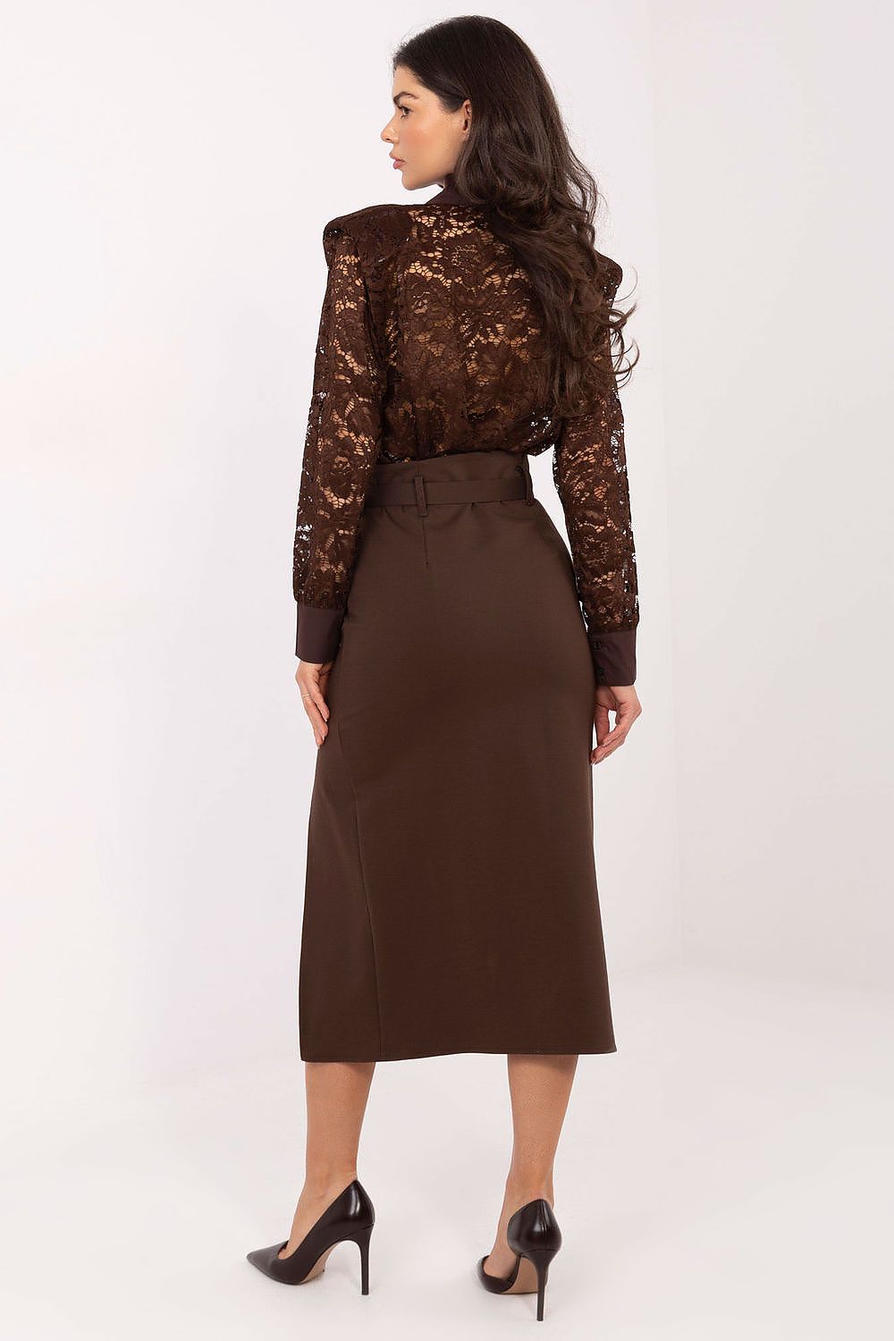 Eleganter Midi-Rock Rue Paris Damen – Mit Gürtel & Schlitz