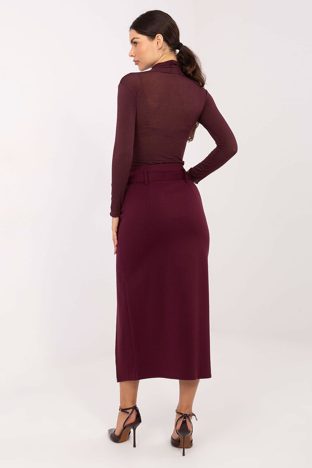 Eleganter Midi-Rock Rue Paris Damen – Mit Gürtel & Schlitz