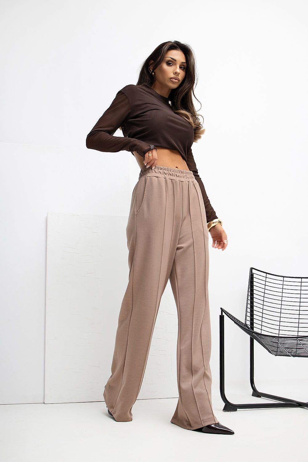 Jogginghose Damen Wide Leg High Waist Weich Casual