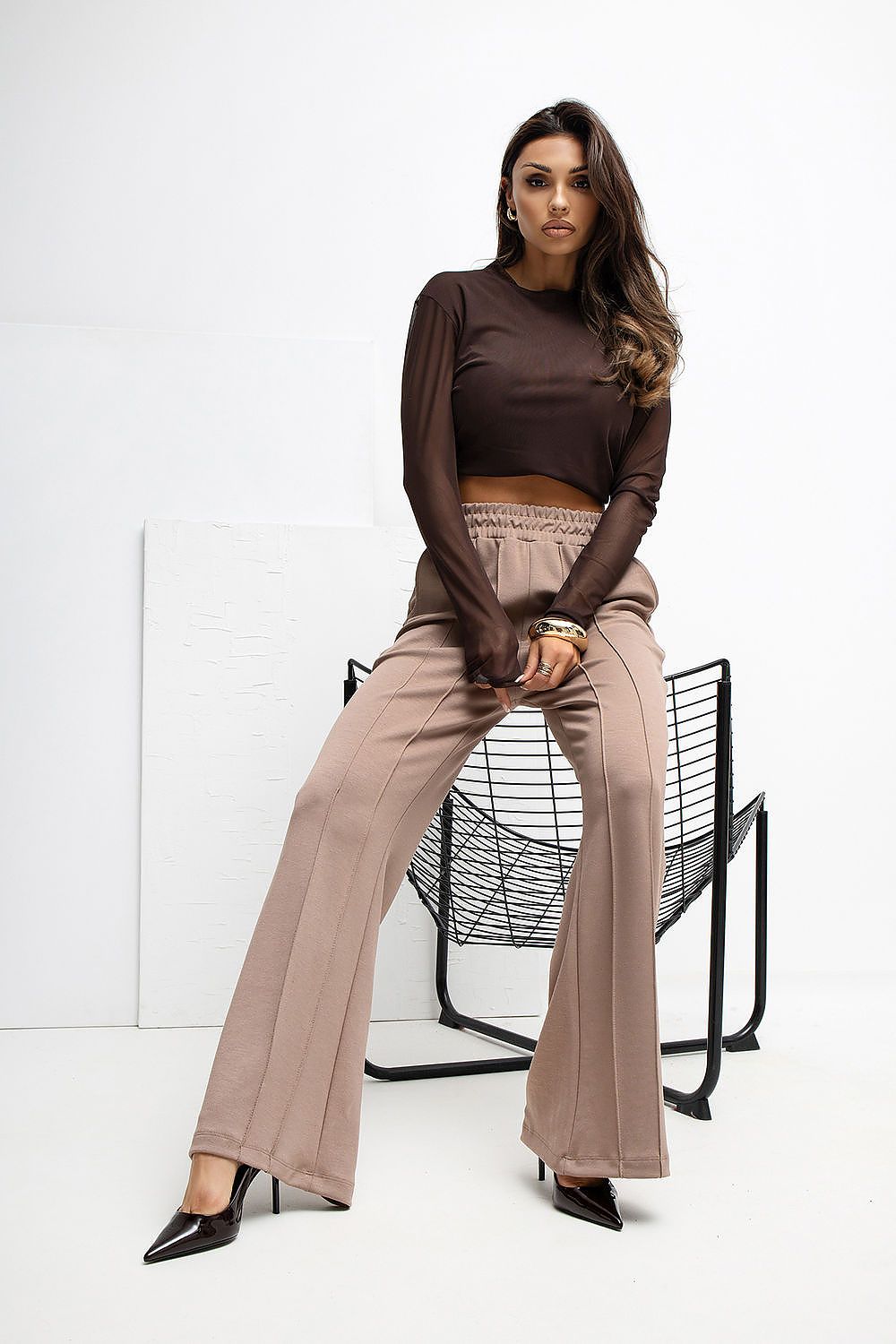 Jogginghose Damen Wide Leg High Waist Weich Casual