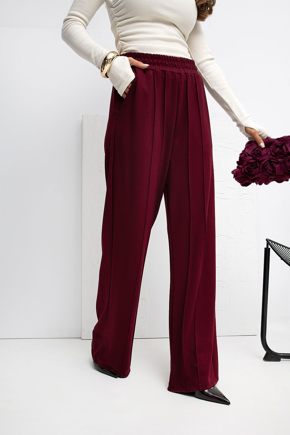Jogginghose Damen Wide Leg High Waist Weich Casual