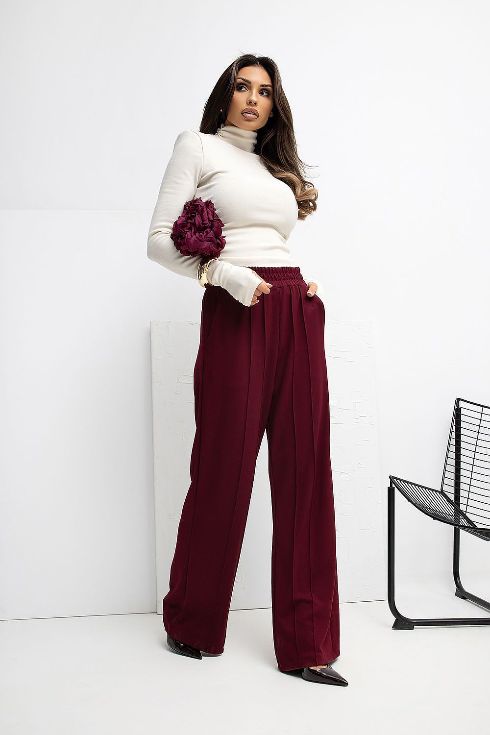 Jogginghose Damen Wide Leg High Waist Weich Casual