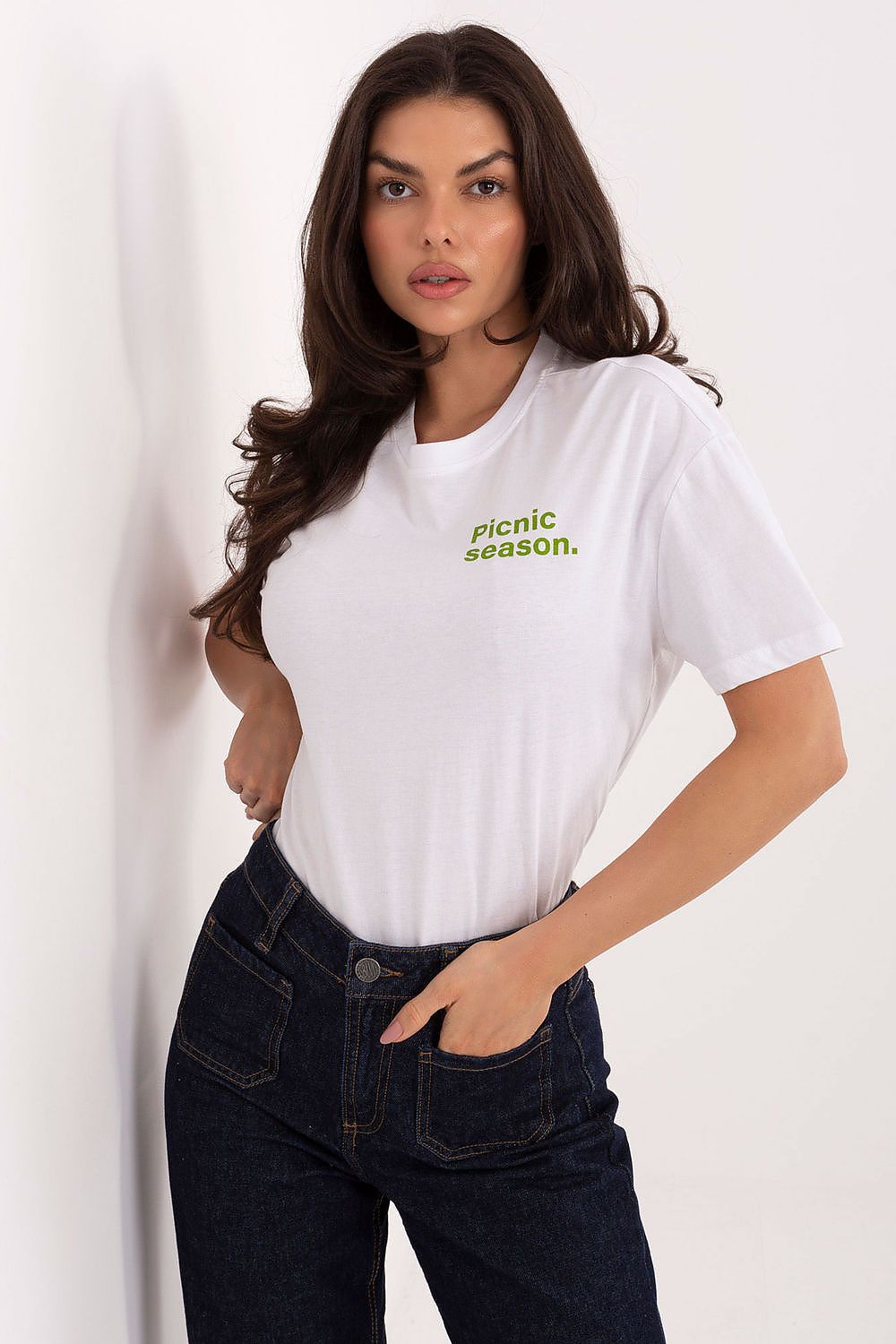 T-Shirt Damen Print Kurzarm 100% Baumwolle Casual