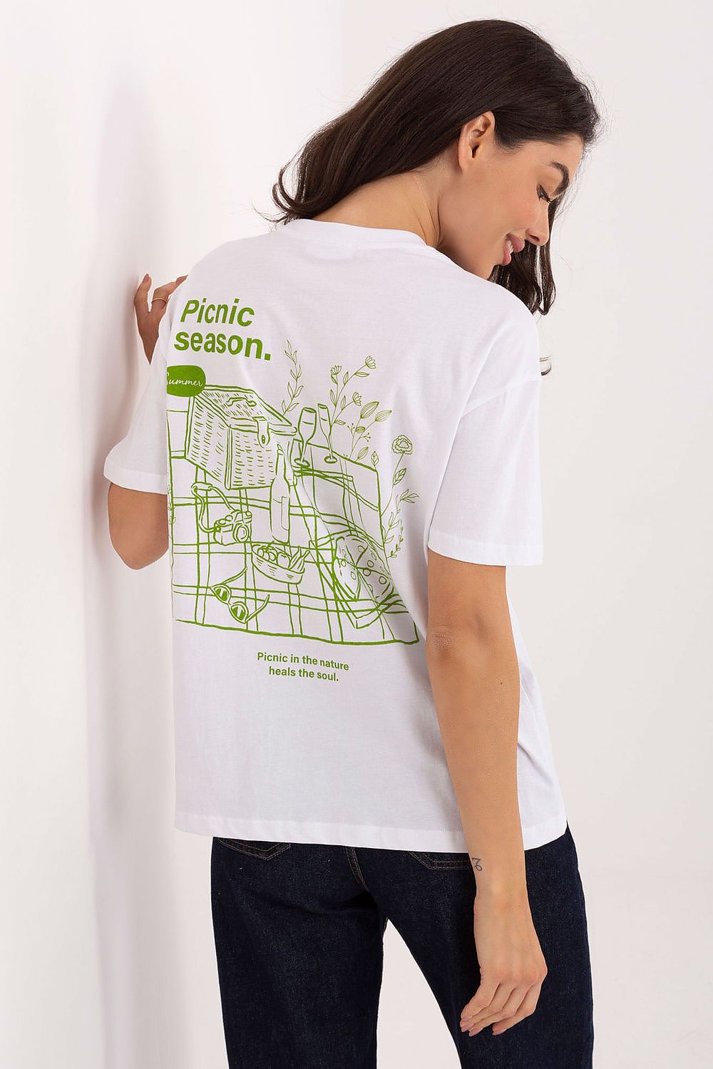 T-Shirt Damen Print Kurzarm 100% Baumwolle Casual