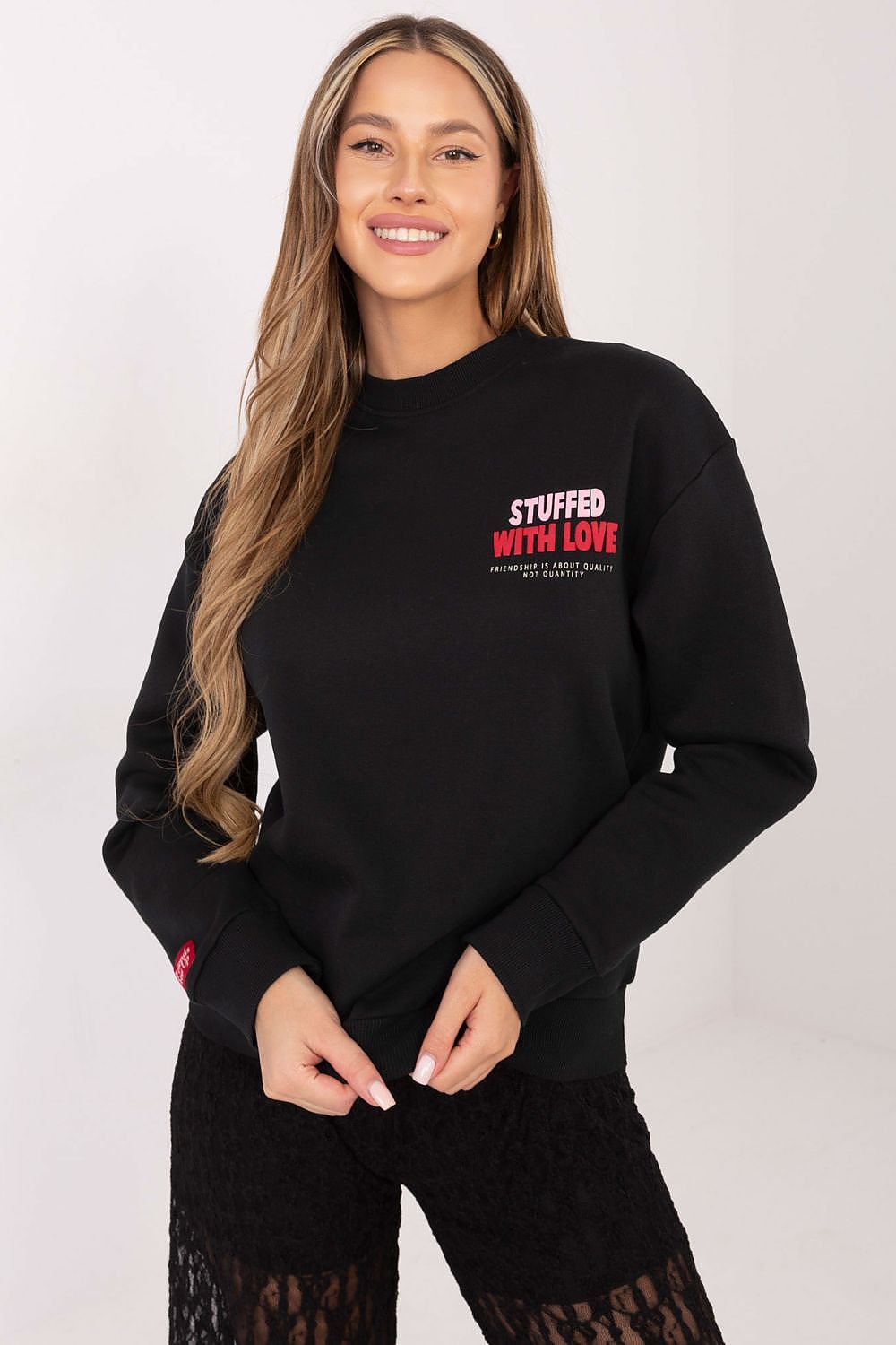 Sweater Damen Rundhals Großer Rückendruck Baumwolle