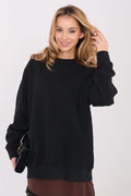 Sweatshirt Damen Lang Gefüttert Rundhals Baumwolle