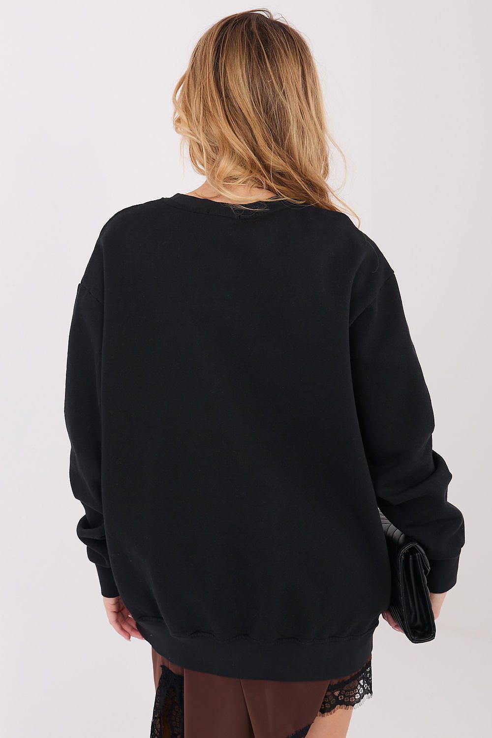Sweatshirt Damen Lang Gefüttert Rundhals Baumwolle