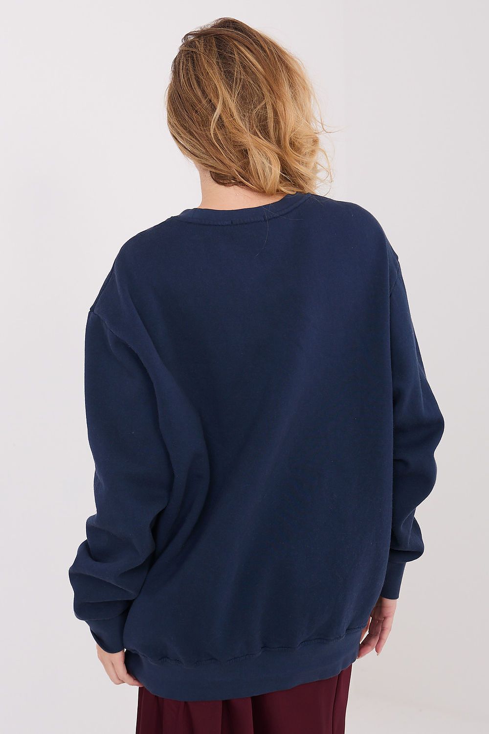 Sweatshirt Damen Lang Gefüttert Rundhals Baumwolle