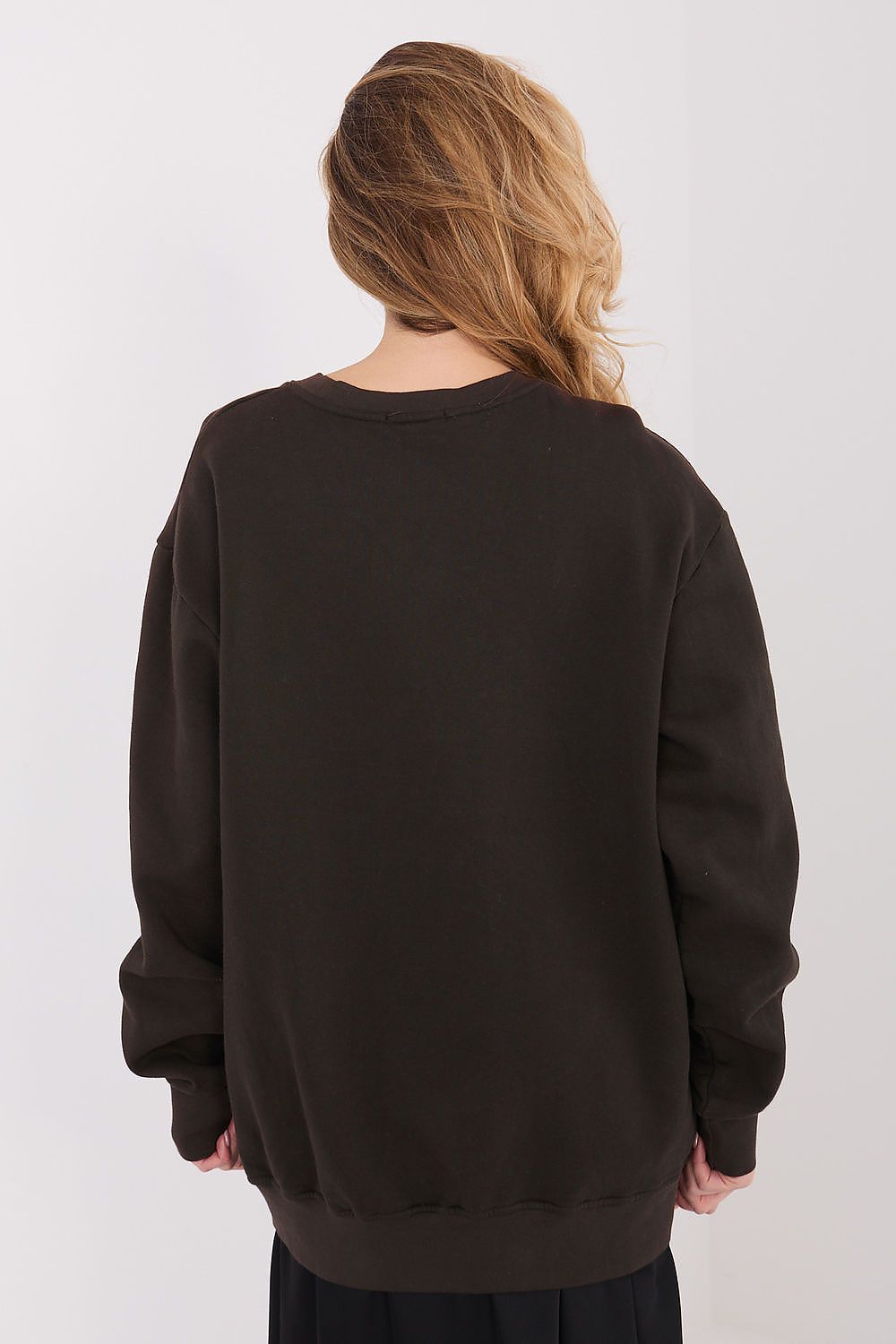 Sweatshirt Damen Lang Gefüttert Rundhals Baumwolle