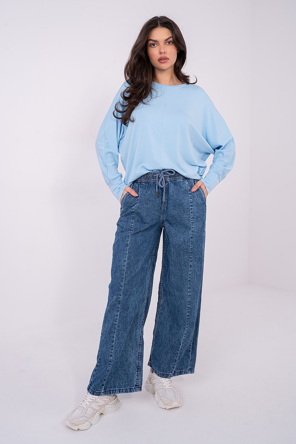 Wide Leg Jeans Damen Hohe Taille - Baumwolle Weites Bein Casual