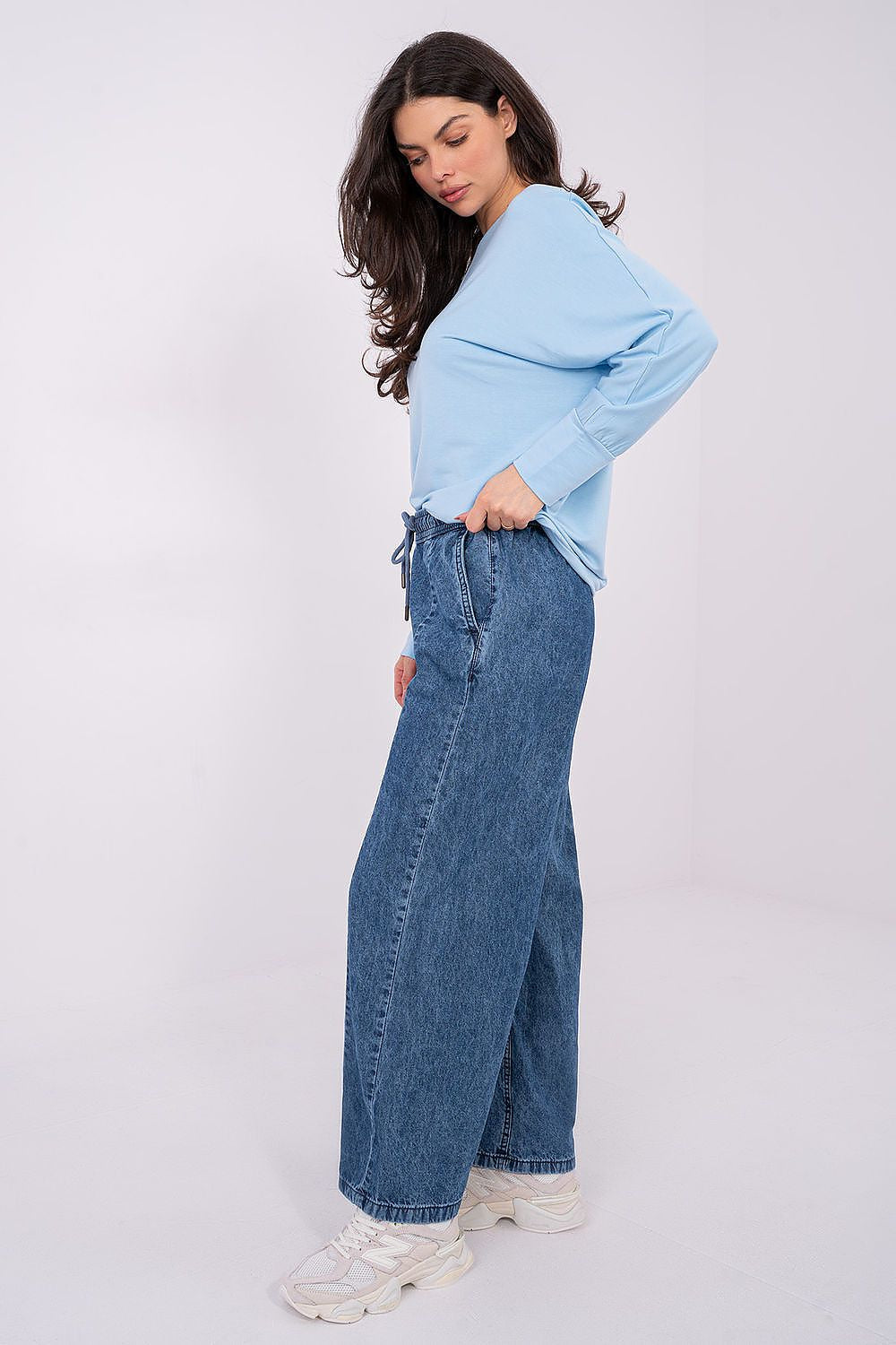 Wide Leg Jeans Damen Hohe Taille - Baumwolle Weites Bein Casual