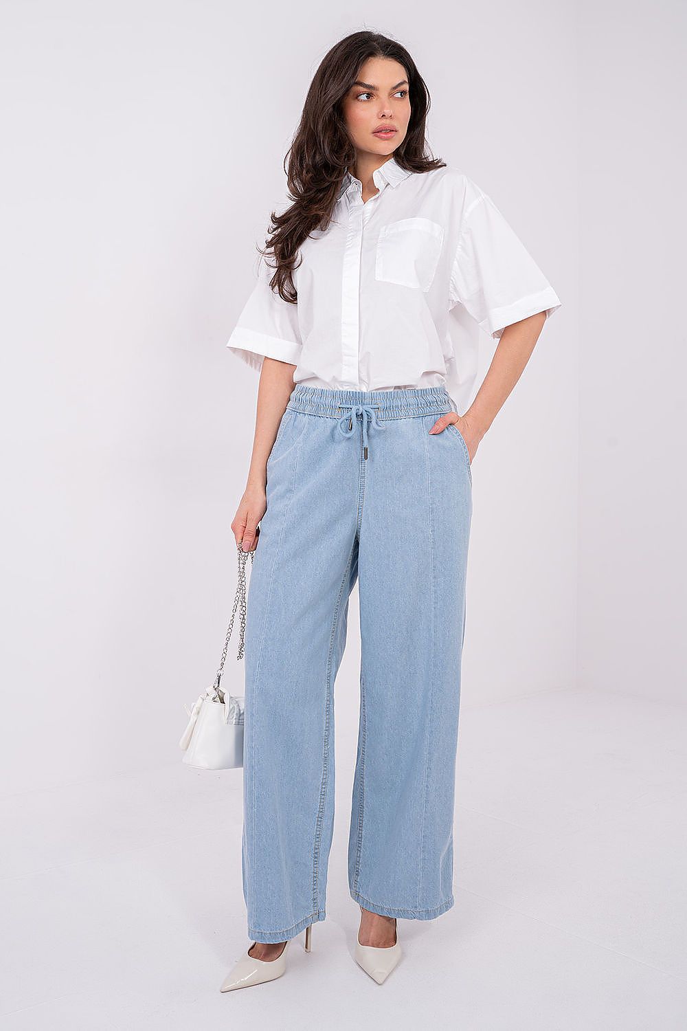 Wide Leg Jeans Damen Hohe Taille - Baumwolle Weites Bein Casual