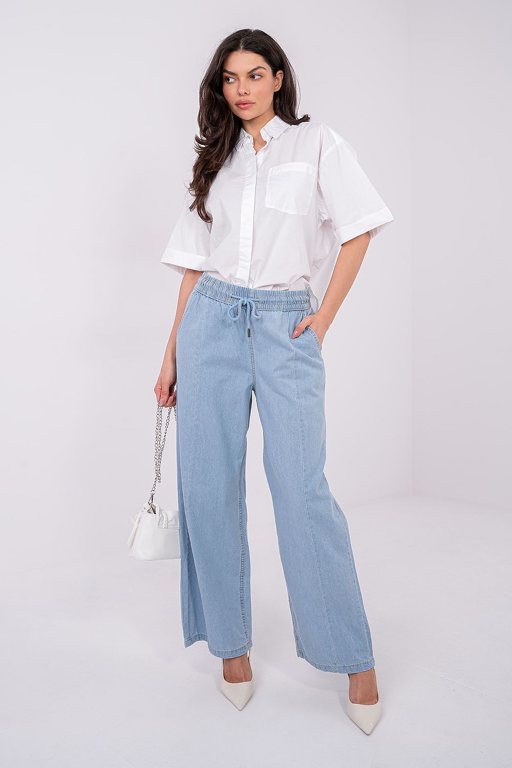 Wide Leg Jeans Damen Hohe Taille - Baumwolle Weites Bein Casual