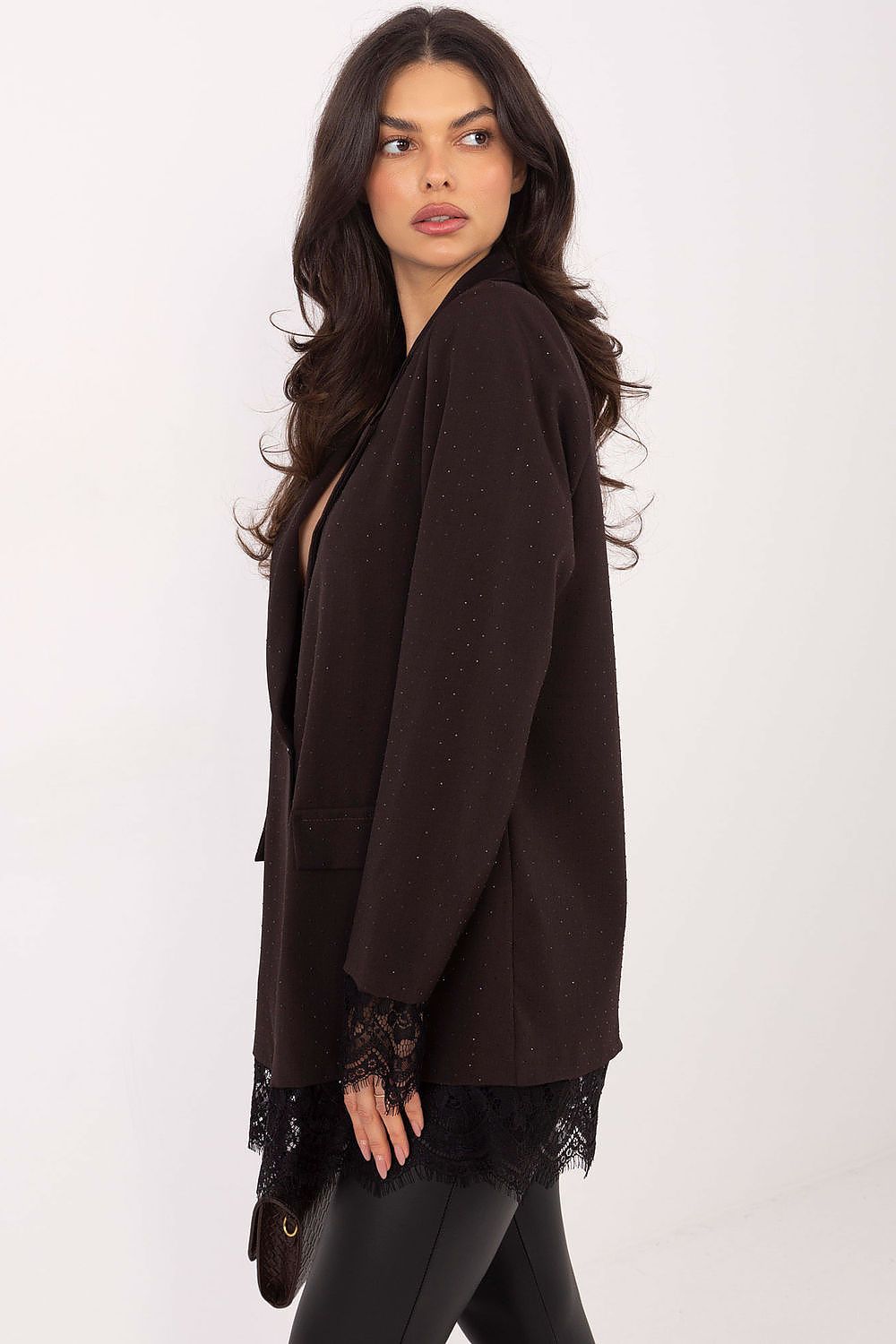 Damen Blazer mit Strass & Spitze – Elegant & Glamourös