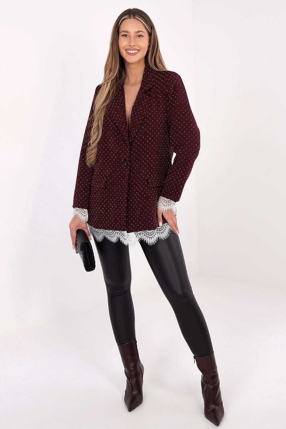 Damen Blazer festlich mit Strass & Spitze | Sakko Universalgröße