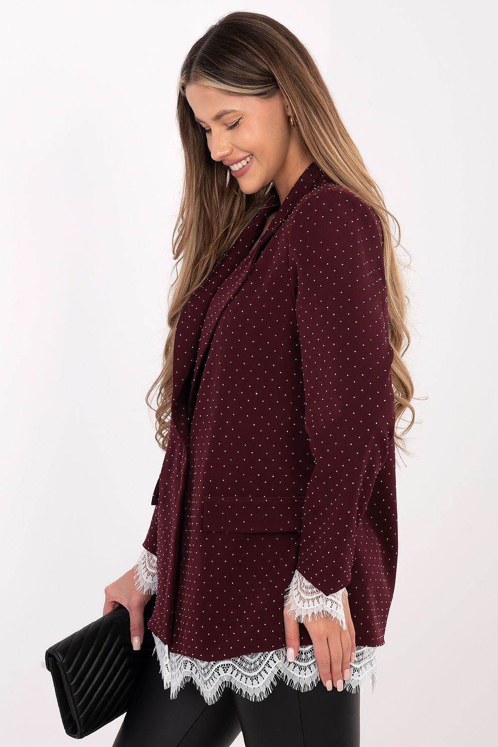 Damen Blazer festlich mit Strass & Spitze | Sakko Universalgröße