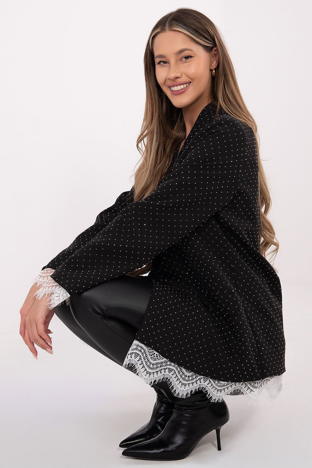 Damen Blazer festlich mit Strass & Spitze | Sakko Universalgröße