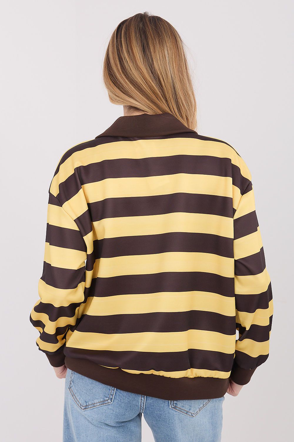 Damen Streifenpullover mit Stehkragen – Lässig & Bequem