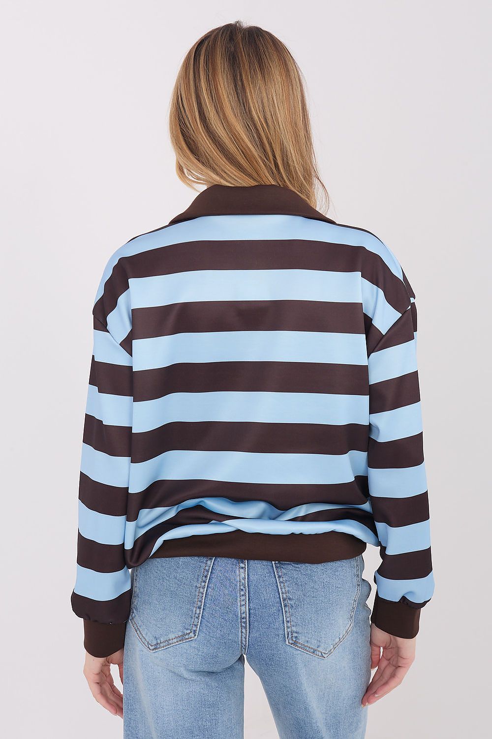 Damen Streifenpullover mit Stehkragen – Lässig & Bequem