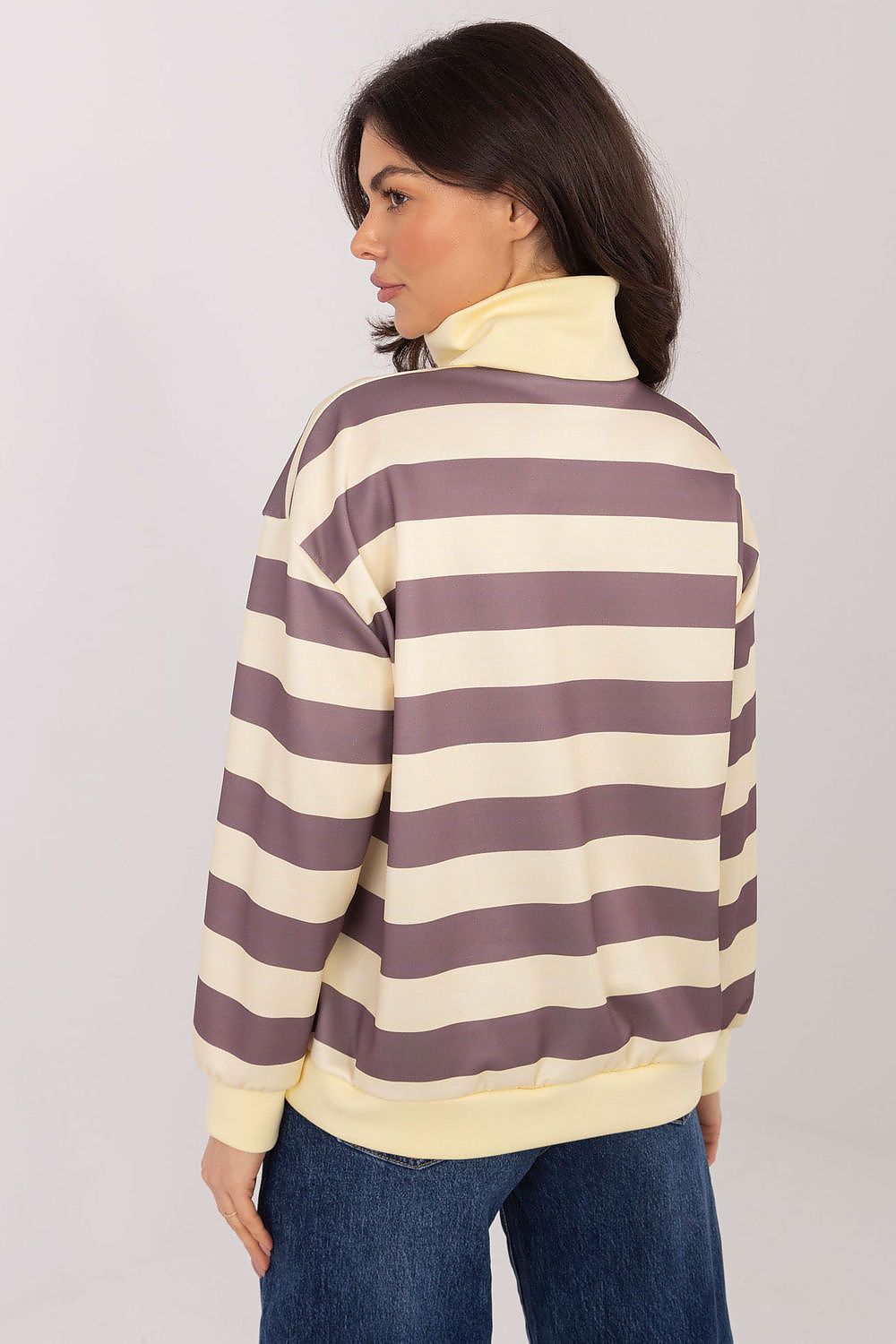 Damen Streifenpullover mit Stehkragen – Lässig & Bequem