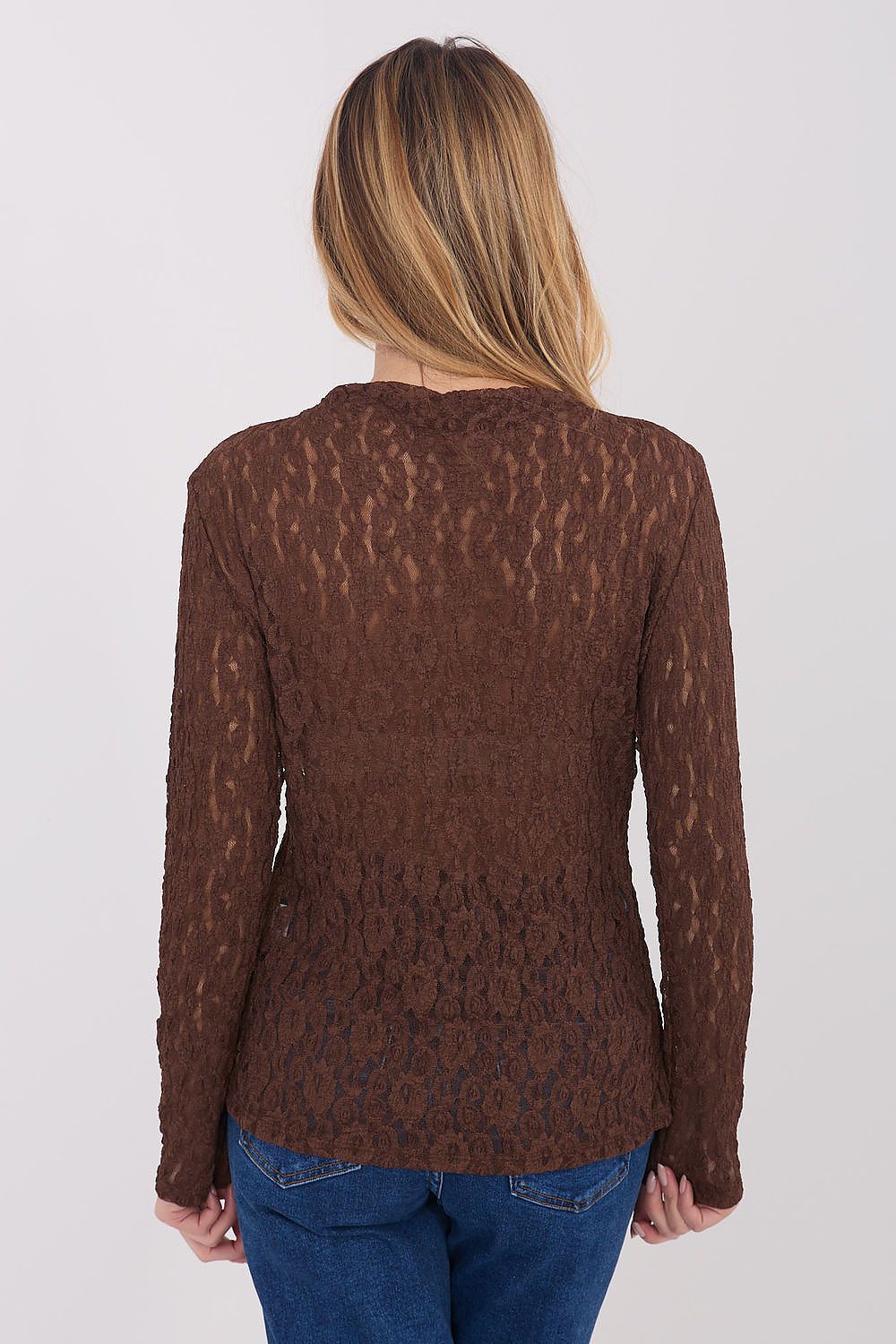 Spitzen-Shirt Damen – Elegantes Langarm-Top mit Bootsausschnitt