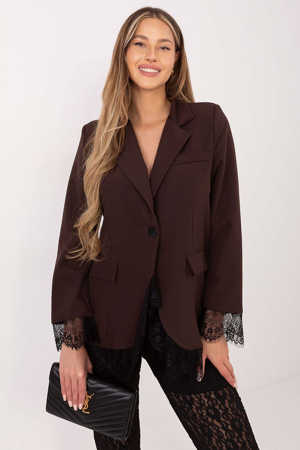 Damen Blazer klassisch mit Spitze & Knopfleiste | Sakko elegant