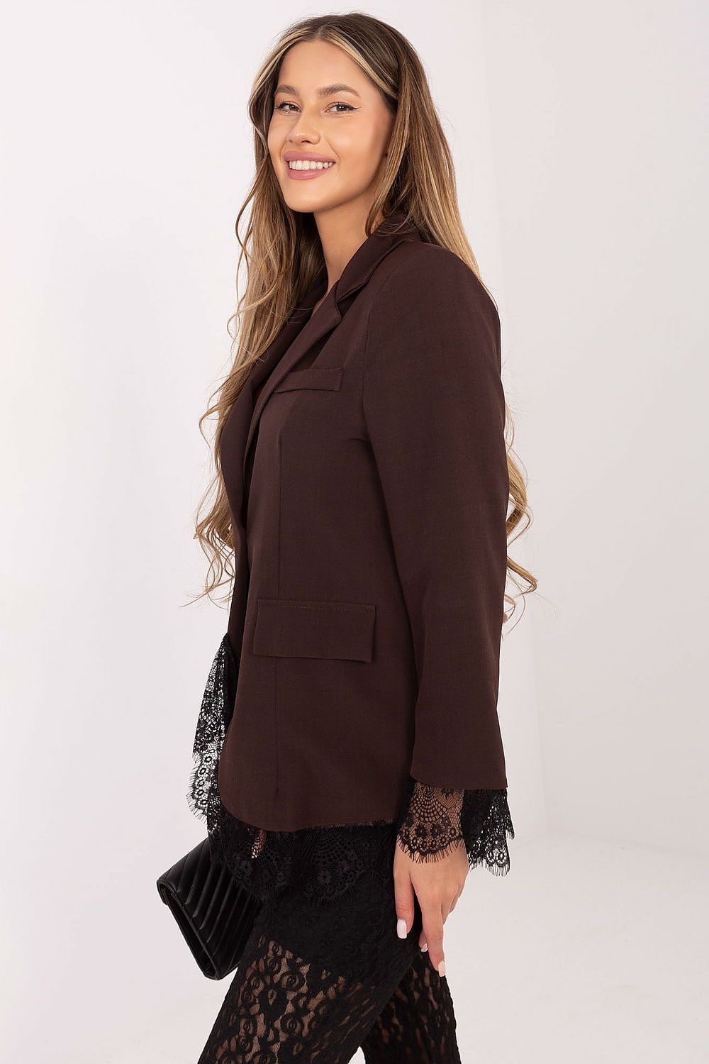 Damen Blazer klassisch mit Spitze & Knopfleiste | Sakko elegant