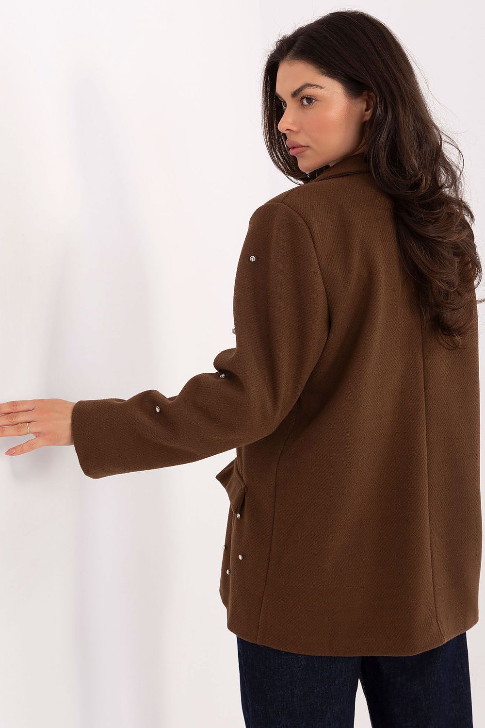Damen Blazer mit Zirkonia-Verzierung & Schulterpolster | Sakko Party
