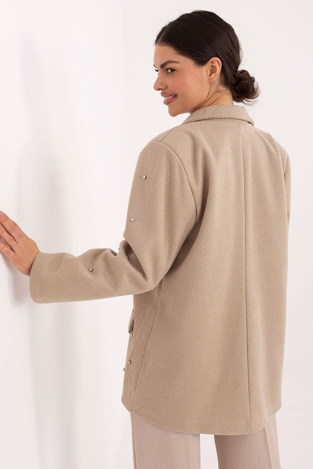 Damen Blazer mit Zirkonia-Verzierung & Schulterpolster | Sakko Party