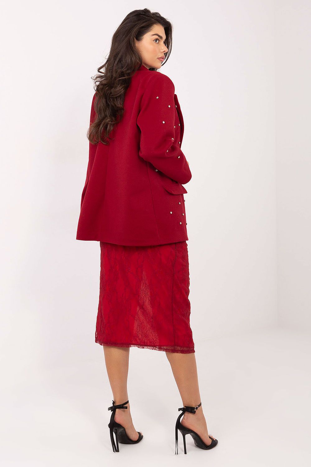 Damen Blazer mit Zirkonia-Verzierung & Schulterpolster | Sakko Party