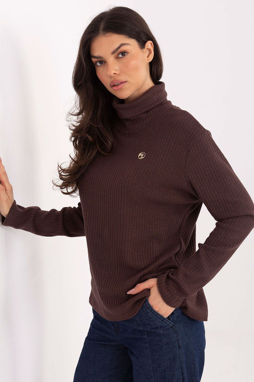Damen Rollkragenpullover Gerippt Elegant Kühle Tage Winter