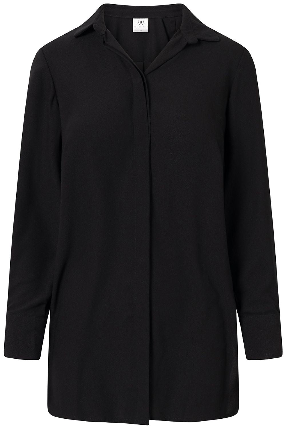 Nachthemd Damen langarm schwarz – Knopfverschluss locker