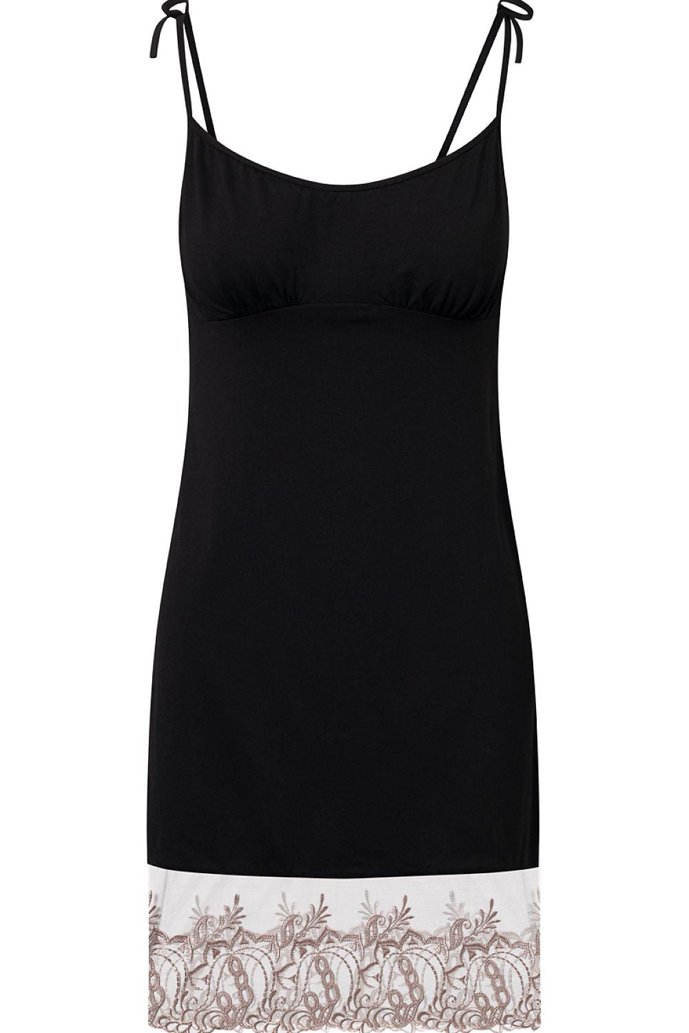 Nachthemd Damen schwarz – Viskose mit Spitze & Cups ohne Polster