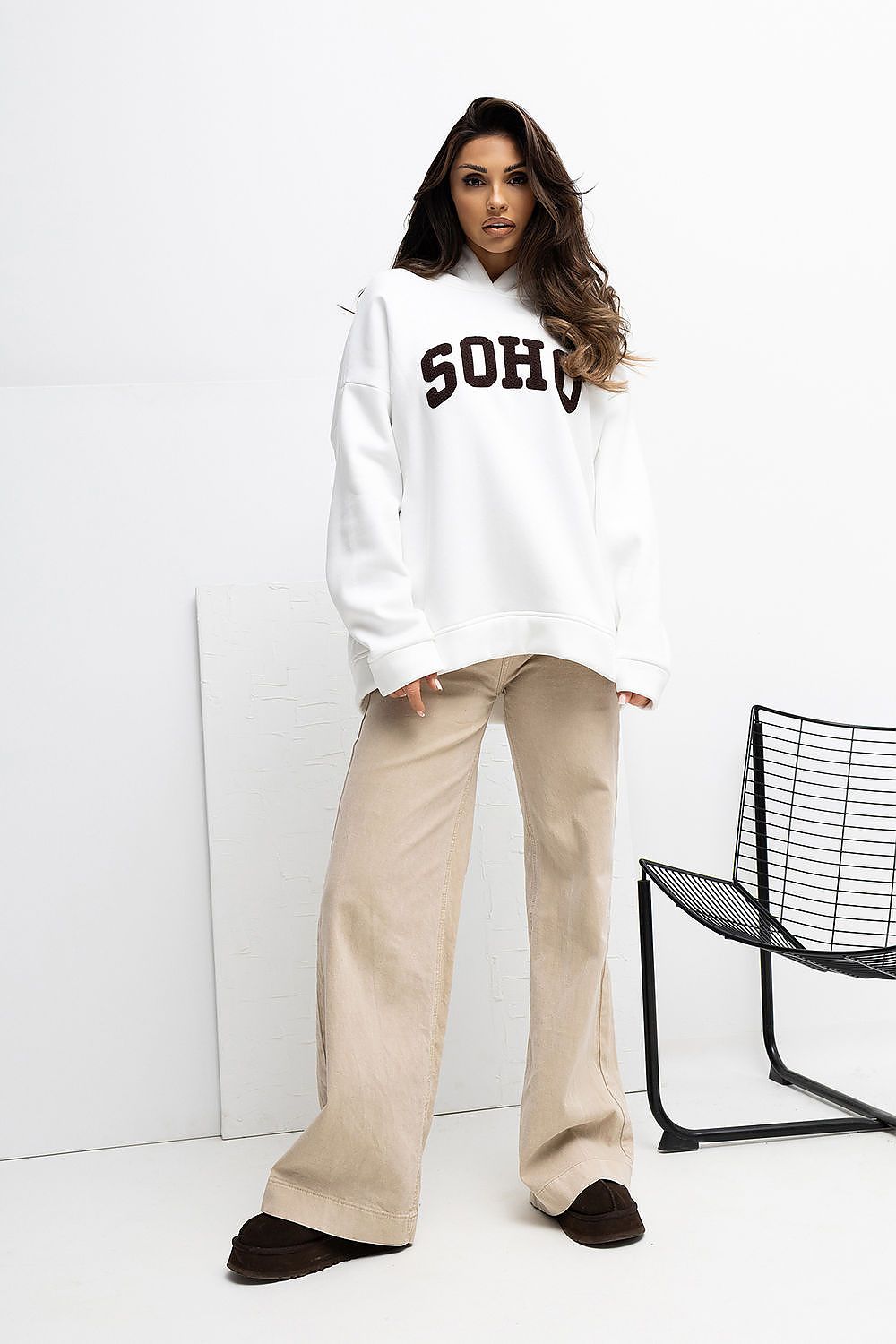 Damen Hoodie Baumwolle mit Schriftzug – Warm & Stylisch