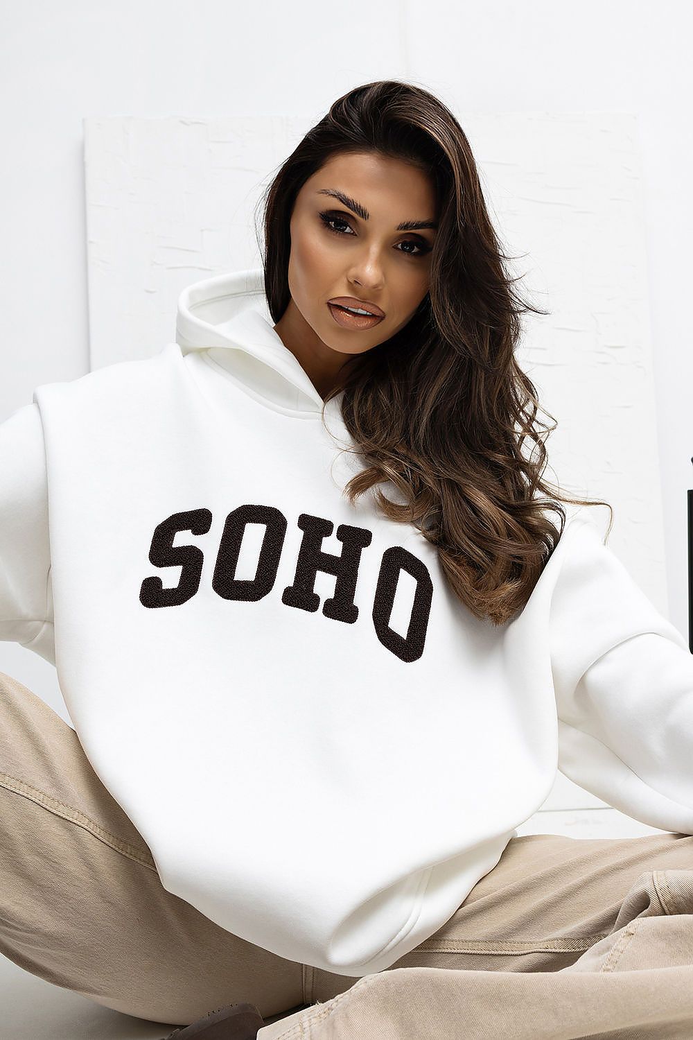Damen Hoodie Baumwolle mit Schriftzug – Warm & Stylisch