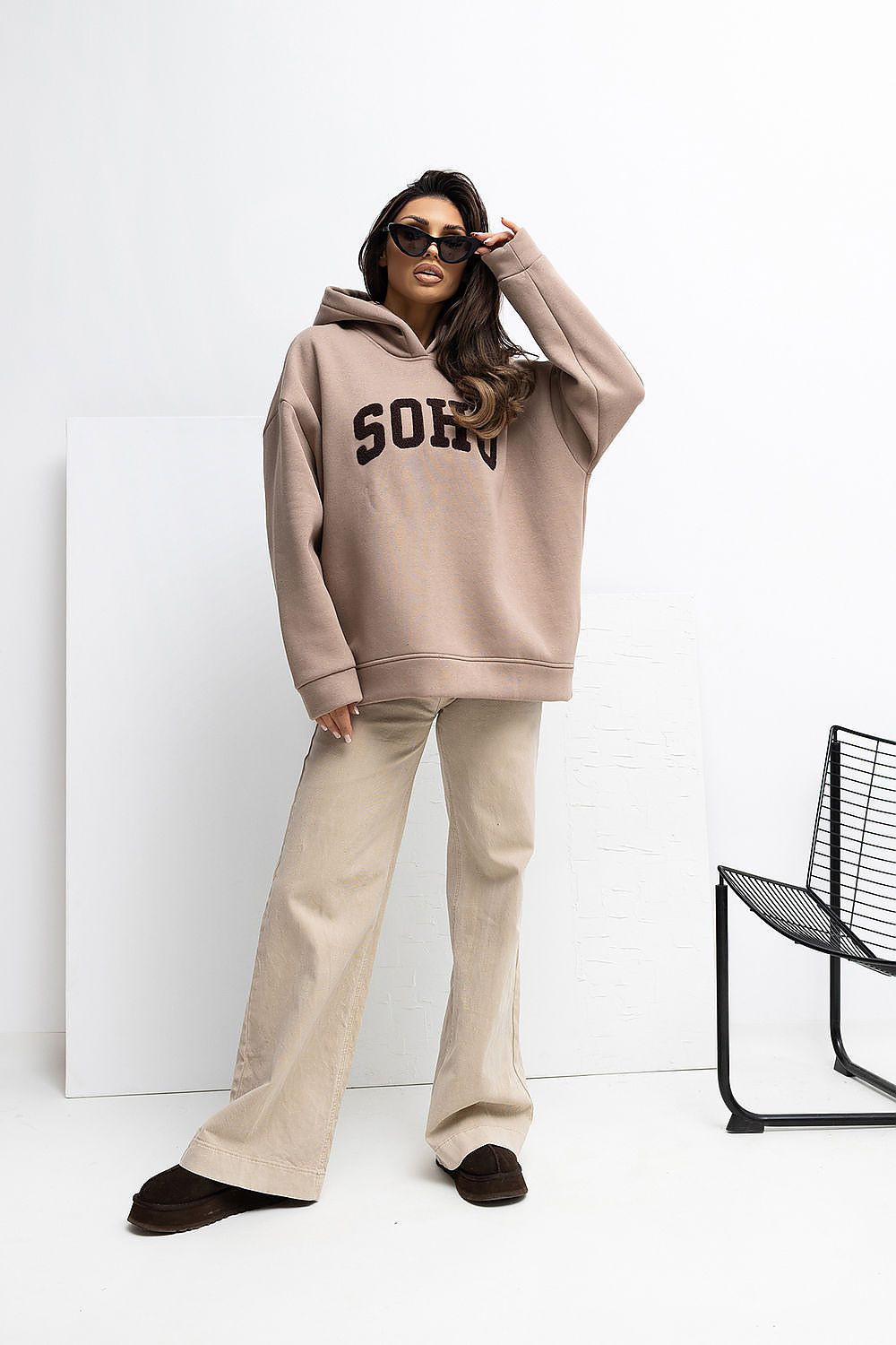 Damen Hoodie Baumwolle mit Schriftzug – Warm & Stylisch