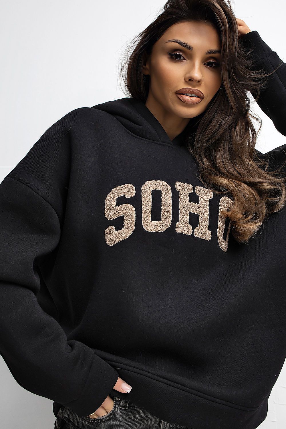 Damen Hoodie Baumwolle mit Schriftzug – Warm & Stylisch