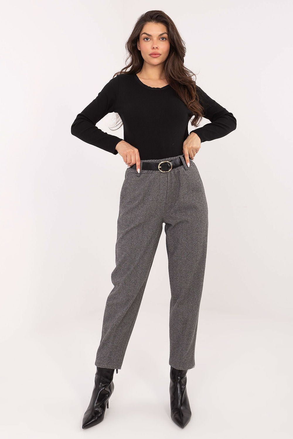 Zigarettenhose Damen Hahnentritt – Business & elegant mit Gürtel