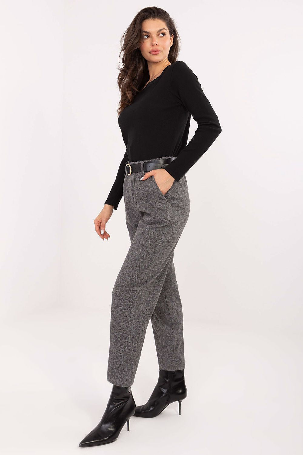 Zigarettenhose Damen Hahnentritt – Business & elegant mit Gürtel