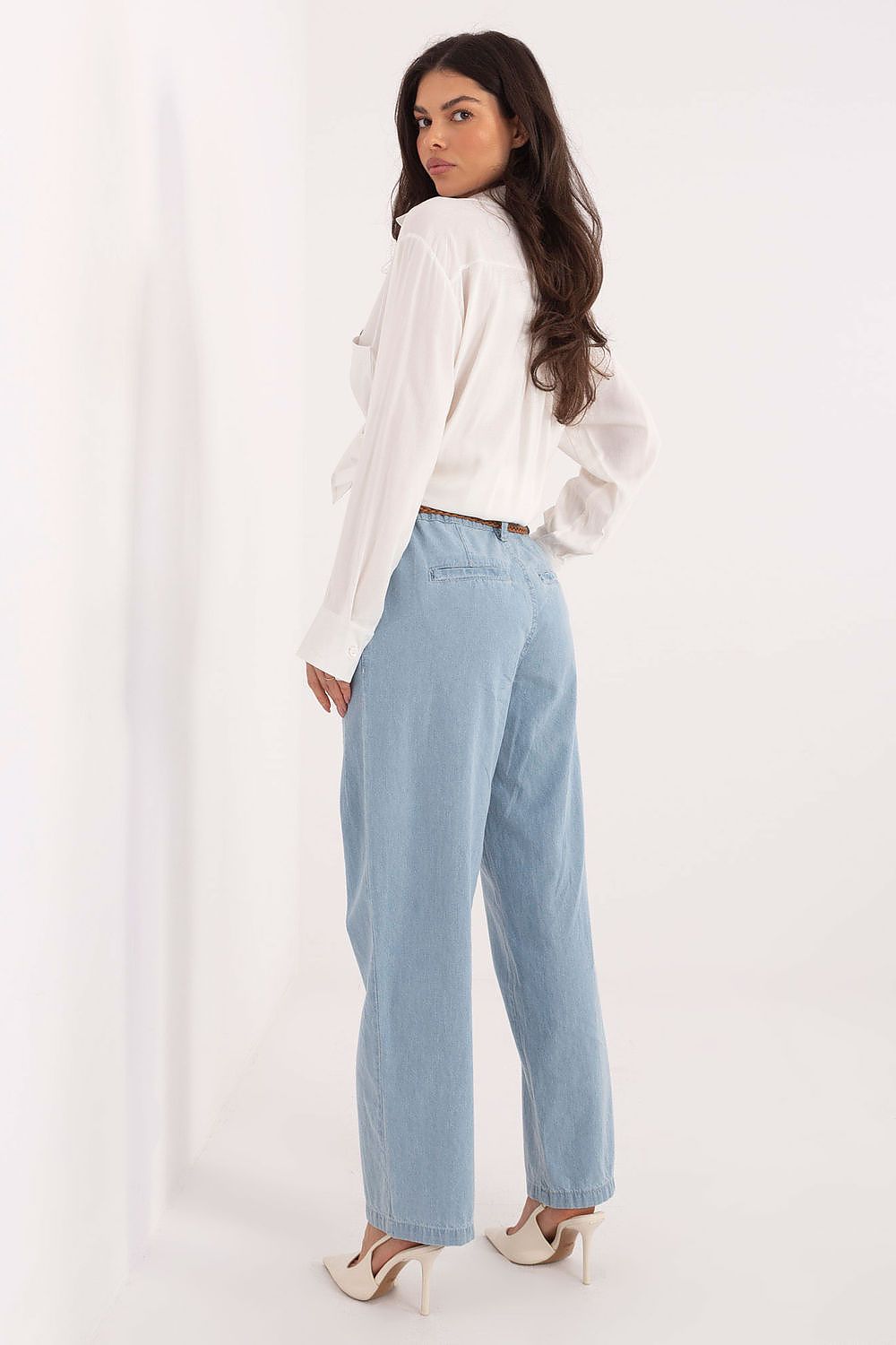 Jeans Damen Wide Leg High Waist Baumwolle Casual