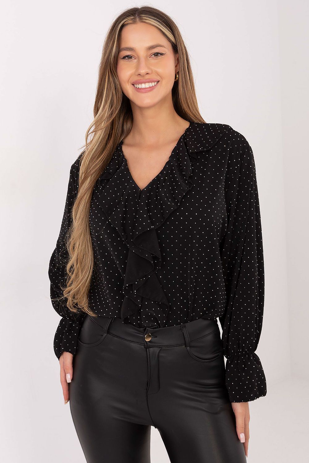 Damen Bluse mit Pailletten & Rüschen – Glamourös & Festlich